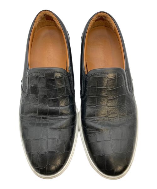 JIMMY CHOO（ジミーチュウ）JIMMY CHOO (ジミーチュウ) 型押しスリッポン ブラック サイズ:43の古着・服飾アイテム