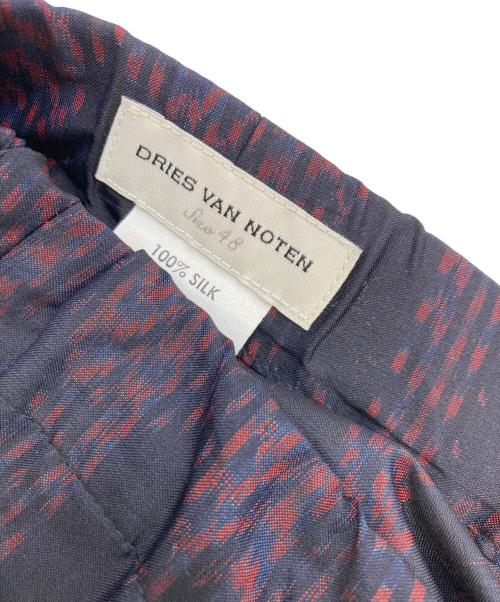 DRIES VAN NOTEN（ドリスヴァンノッテン）DRIES VAN NOTEN (ドリスヴァンノッテン) 総柄シルクパンツ ネイビー×レッド サイズ:48の古着・服飾アイテム