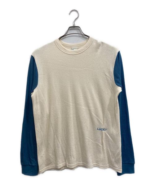 THE SUNNY（ザサニー）THE SUNNY (ザサニー) HACHINOSU THERMAL/サーマルカットソー ホワイト×ブルー サイズ:Mの古着・服飾アイテム