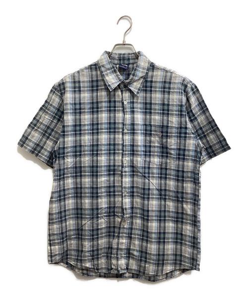 stussy（ステューシー）stussy (ステューシー) S/S チェックシャツ ブルー×グレー サイズ:Lの古着・服飾アイテム