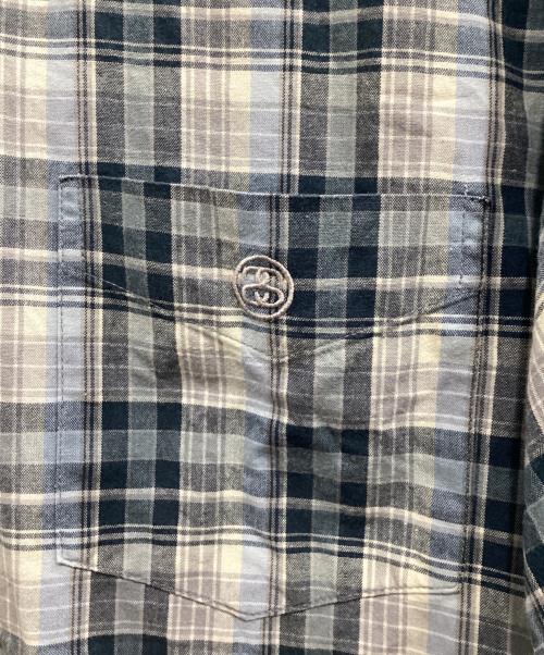 stussy（ステューシー）stussy (ステューシー) S/S チェックシャツ ブルー×グレー サイズ:Lの古着・服飾アイテム