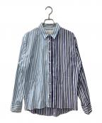 MARNIマルニ）の古着「切替ストライプシャツ」｜ブルー×ホワイト