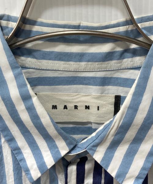 MARNI（マルニ）MARNI (マルニ) 切替ストライプシャツ ブルー×ホワイト サイズ:46の古着・服飾アイテム
