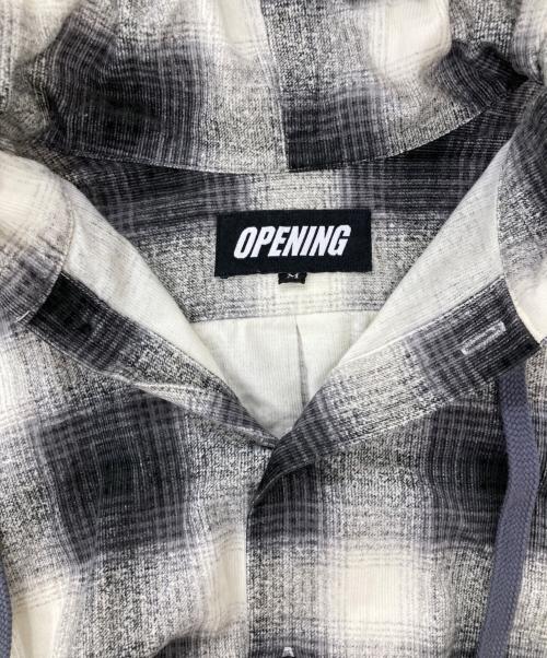 OPENING act（オープニングアクト）OPENING ACT (オープニングアクト) フードネルシャツ ブラック サイズ:Mの古着・服飾アイテム