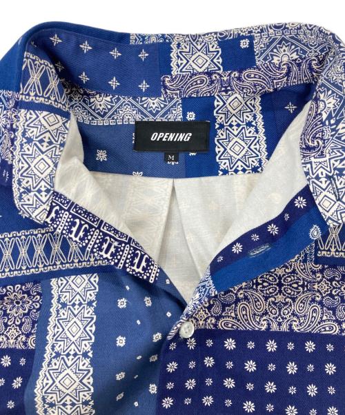 OPENING act（オープニングアクト）OPENING act (オープニングアクト) ペイズリー柄シャツ ブルー サイズ:Mの古着・服飾アイテム