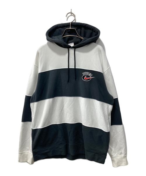 NIKE（ナイキ）NIKE (ナイキ) SUPREME (シュプリーム) Stripe Hooded Sweatshirt ブラック×ホワイト サイズ:Mの古着・服飾アイテム