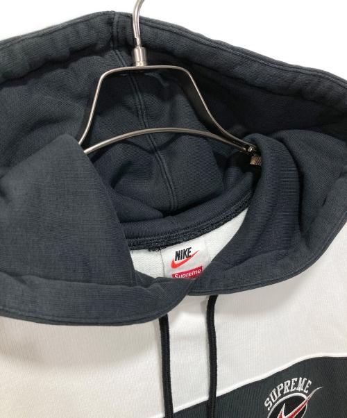 NIKE（ナイキ）NIKE (ナイキ) SUPREME (シュプリーム) Stripe Hooded Sweatshirt ブラック×ホワイト サイズ:Mの古着・服飾アイテム
