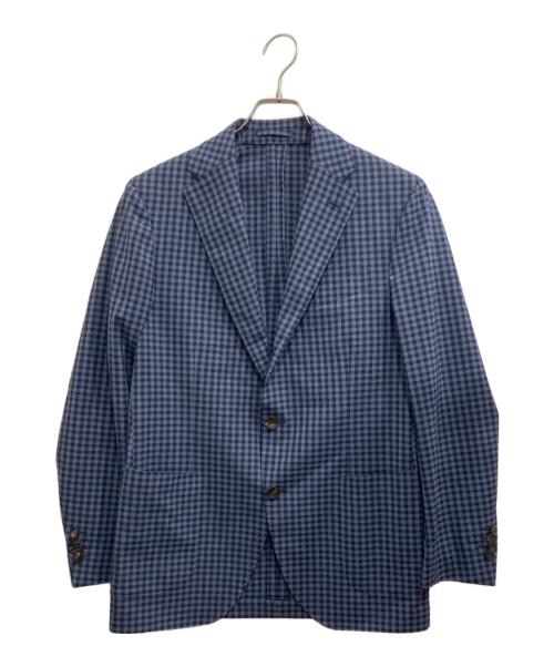 LARDINI（ラルディーニ）LARDINI (ラルディーニ) サマーウール ギンガムチェック 3Bジャケット ネイビー サイズ:48の古着・服飾アイテム