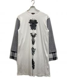 COMME des GARCONS HOMME PLUS（コムデギャルソンオムプリュス）の古着「スリーブ切替ロングカットソー」｜ホワイト×グレー
