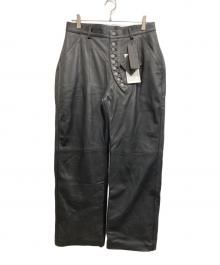 a good bad influence（アグッドバッドインフルエンス）の古着「BARREL LEG LEATHER PANTS/レザーパンツ」｜ブラック