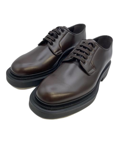 PRADA（プラダ）PRADA (プラダ) ブラッシュドレザー ダービーシューズ ブラウン サイズ:6 1/2の古着・服飾アイテム