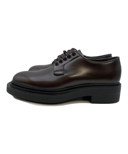 PRADA（プラダ）PRADA (プラダ) ブラッシュドレザー ダービーシューズ ブラウン サイズ:6 1/2の古着・服飾アイテム