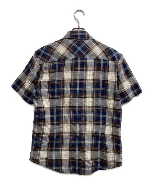 Vivienne Westwood（ヴィヴィアンウエストウッド）Vivienne Westwood (ヴィヴィアンウエストウッド) 変形襟チェックシャツ ネイビー サイズ:48の古着・服飾アイテム