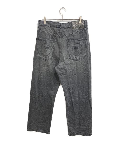 A BATHING APE（アベイシングエイプ）A BATHING APE (アベイシングエイプ) Line Camo Jacquard One Point Relaxed Fit 13oz Denim Pants グレー サイズ:XLの古着・服飾アイテム