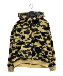 A BATHING APE（アベイシングエイプ）の古着「1ST CAMO 2ND SHARK BOA HOODIE JACKET」｜ブラウン
