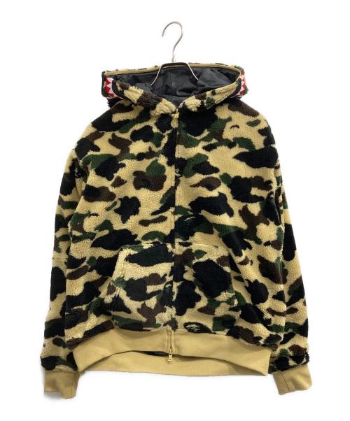 A BATHING APE（アベイシングエイプ）A BATHING APE (アベイシングエイプ) 1ST CAMO 2ND SHARK BOA HOODIE JACKET ブラウン サイズ:Mの古着・服飾アイテム