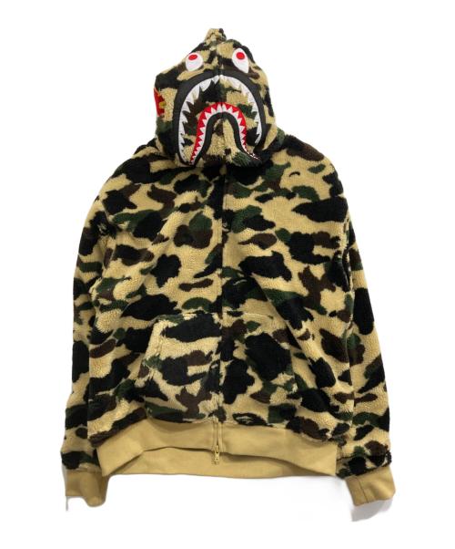 A BATHING APE（アベイシングエイプ）A BATHING APE (アベイシングエイプ) 1ST CAMO 2ND SHARK BOA HOODIE JACKET ブラウン サイズ:Mの古着・服飾アイテム