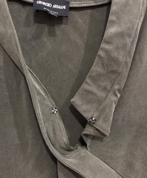 GIORGIO ARMANI（ジョルジョアルマーニ）GIORGIO ARMANI (ジョルジョアルマーニ) カシュクール ストレッチ  アシンメトリーカットソー カーキ サイズ:USA48の古着・服飾アイテム