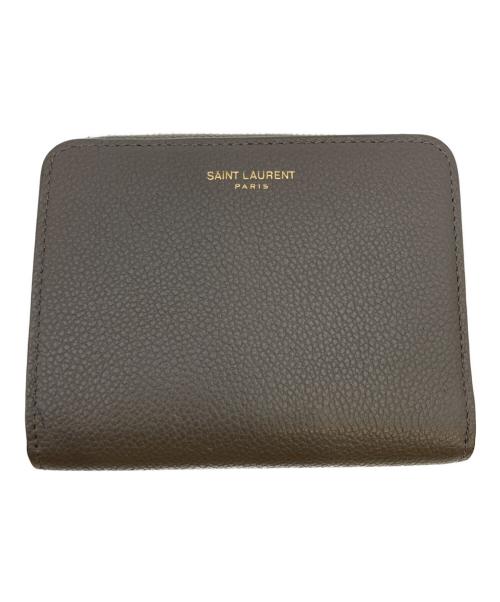 Saint Laurent Paris（サンローランパリ）Saint Laurent Paris (サンローランパリ) 2つ折り財布/ロゴ コンパクトウォレット グレーの古着・服飾アイテム