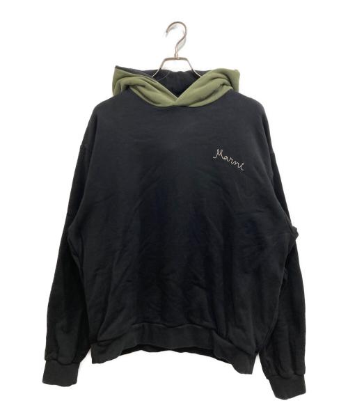 MARNI（マルニ）MARNI (マルニ) バイカラー ロゴフーディ カーキ×ブラック サイズ:46の古着・服飾アイテム