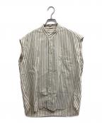 AURALEEオーラリー）の古着「WASHED FINX TWILL STRIPE SLEEVELESS SHIRTS」｜マルチカラー