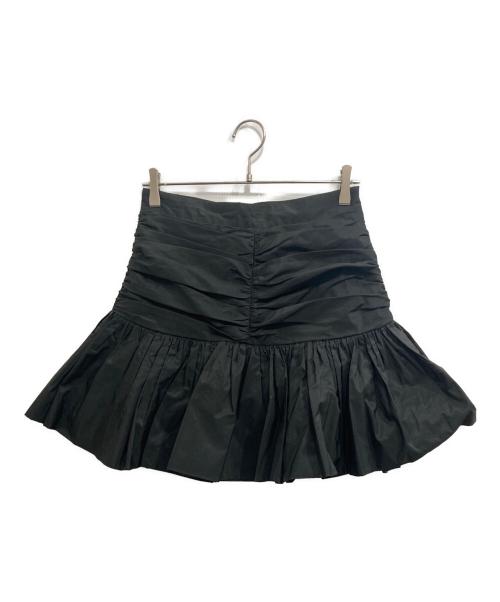 patou（パトゥ）patou (パトゥ) リサイクルファイユ ラッフル ミニスカート ブラック サイズ:38の古着・服飾アイテム