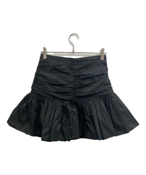 patou（パトゥ）patou (パトゥ) リサイクルファイユ ラッフル ミニスカート ブラック サイズ:38の古着・服飾アイテム