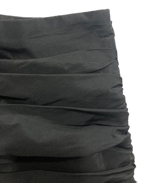 patou（パトゥ）patou (パトゥ) リサイクルファイユ ラッフル ミニスカート ブラック サイズ:38の古着・服飾アイテム