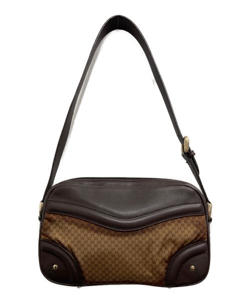 GUCCI（グッチ）GUCCI (グッチ) GGナイロン クレスト ショルダーバッグ ブラウンの古着・服飾アイテム