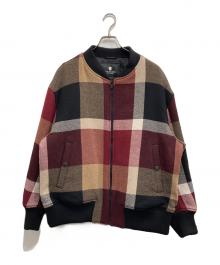 BLACK LABEL CRESTBRIDGE（ブラックレーベル クレストブリッジ）の古着「ウール混チェックボンバージャケット」｜レッド×ベージュ