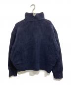 SEVEN TEN by MIHO KAWAHITOセブン テン バイ ミホ カワヒト）の古着「パールネックタートルニット」｜ネイビー