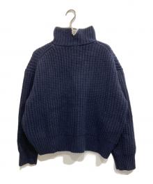 SEVEN TEN by MIHO KAWAHITO（セブン テン バイ ミホ カワヒト）の古着「パールネックタートルニット」｜ネイビー