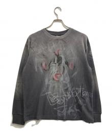THE BOY HAS NO PATIENCE（ザボーイハズノーパティエンス）の古着「DISCIPLE GRAFFITI IRREGULAR L/S TEE/ディサイプル グラフィック カットソー」｜グレー