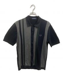 FRED PERRY（フレッドペリー）の古着「ストライプド ニット シャツ」｜ブラック