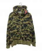 A BATHING APEアベイシングエイプ）の古着「1st Camo Shark Zip Hoodie」｜オリーブ
