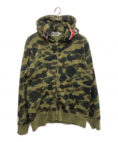 エイプ ジップパーカー1STカモ クロップド 短丈 シャーク フーディー 中古・古着通販】A BATHING APE (アベイシングエイプ) 1st Camo Shark