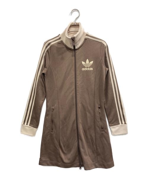 adidas（アディダス）adidas (アディダス) アディカラー スリーストライプス トラックトップ ワンピース ブラウン サイズ:Lの古着・服飾アイテム