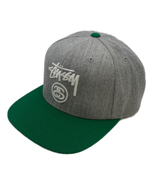 stussy（ステューシー）stussy (ステューシー) キャップ グレー×グリーン サイズ:O/Sの古着・服飾アイテム