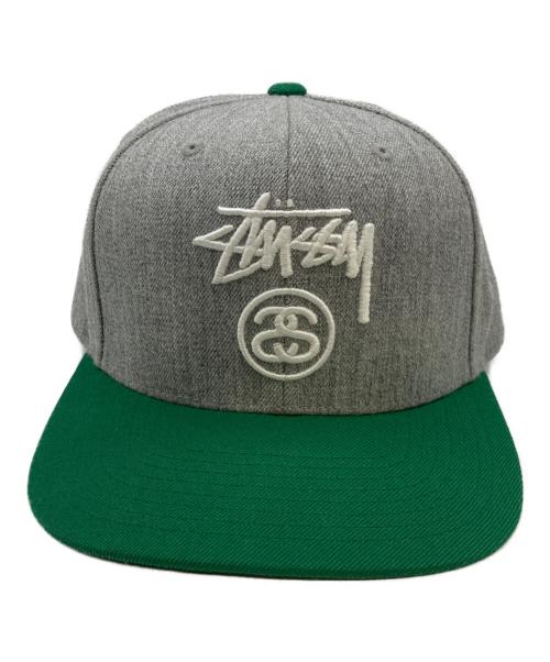 stussy（ステューシー）stussy (ステューシー) キャップ グレー×グリーン サイズ:O/Sの古着・服飾アイテム