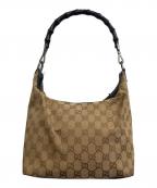 GUCCIグッチ）の古着「GGキャンバス バンブー ワンショルダーバッグ」｜ベージュ×ブラック