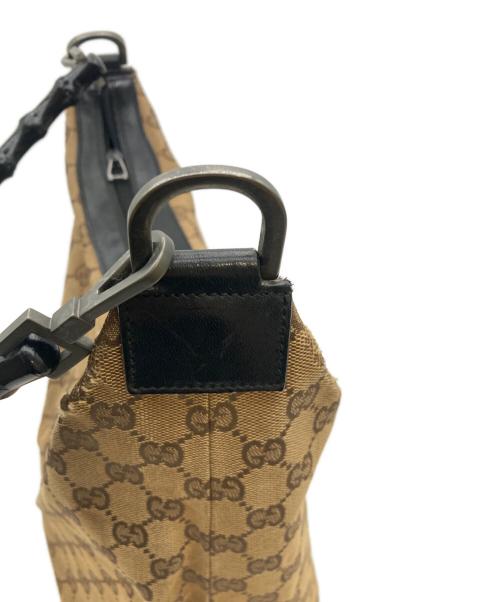 GUCCI（グッチ）GUCCI (グッチ) GGキャンバス バンブー ワンショルダーバッグ ベージュ×ブラックの古着・服飾アイテム