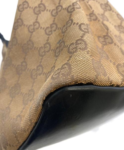 GUCCI（グッチ）GUCCI (グッチ) GGキャンバス バンブー ワンショルダーバッグ ベージュ×ブラックの古着・服飾アイテム