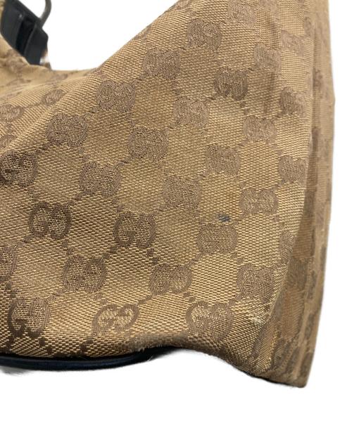 GUCCI（グッチ）GUCCI (グッチ) GGキャンバス バンブー ワンショルダーバッグ ベージュ×ブラックの古着・服飾アイテム