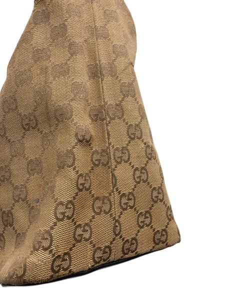 GUCCI（グッチ）GUCCI (グッチ) GGキャンバス バンブー ワンショルダーバッグ ベージュ×ブラックの古着・服飾アイテム