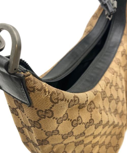 GUCCI（グッチ）GUCCI (グッチ) GGキャンバス バンブー ワンショルダーバッグ ベージュ×ブラックの古着・服飾アイテム