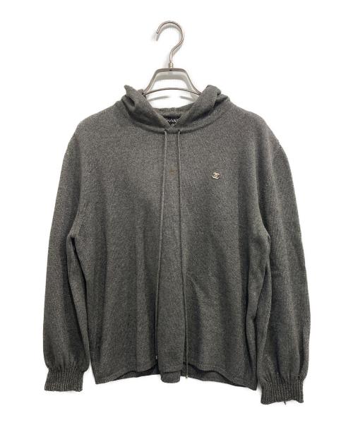 CHANEL（シャネル）CHANEL (シャネル) ココマーク ニット プルオーバーパーカー グレー サイズ:42の古着・服飾アイテム