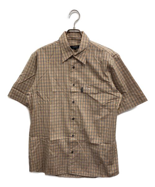 BURBERRY BLACK LABEL（バーバリーブラックレーベル）BURBERRY BLACK LABEL (バーバリーブラックレーベル) 半袖チェックシャツ ベージュ サイズ:2の古着・服飾アイテム