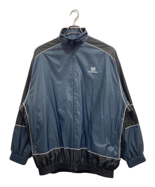 BALENCIAGA（バレンシアガ）BALENCIAGA (バレンシアガ) BB ZIP UP JASCKET /ジップアップ ナイロン トラック ジャケット ネイビー×ブラック サイズ:44の古着・服飾アイテム