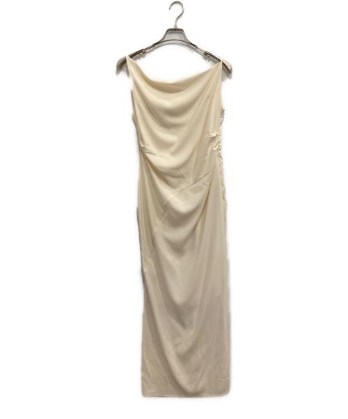 KINO THE KEI（キノザケイ）KINO THE KEI (キノザケイ) アシンメトリー ドレープ キャミ ワンピース アイボリー サイズ:Freeの古着・服飾アイテム
