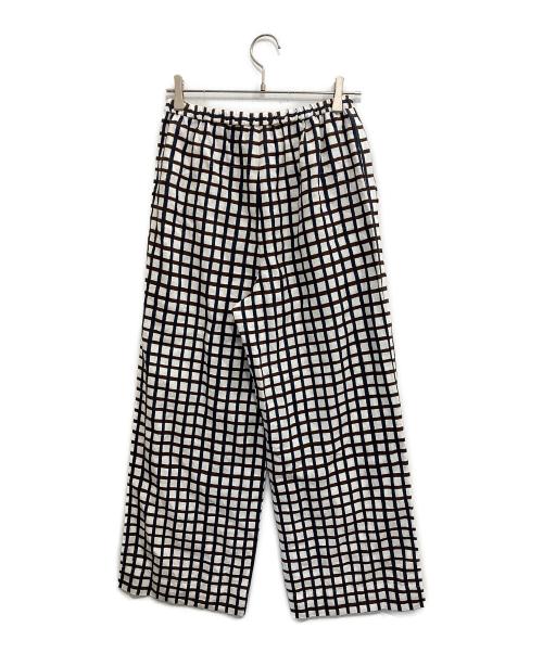 UNITED ARROWS（ユナイテッドアローズ）UNITED ARROWS (ユナイテッドアローズ) リネン チェック パッチポケット イージーパンツ ホワイト×ブラウン サイズ:38の古着・服飾アイテム